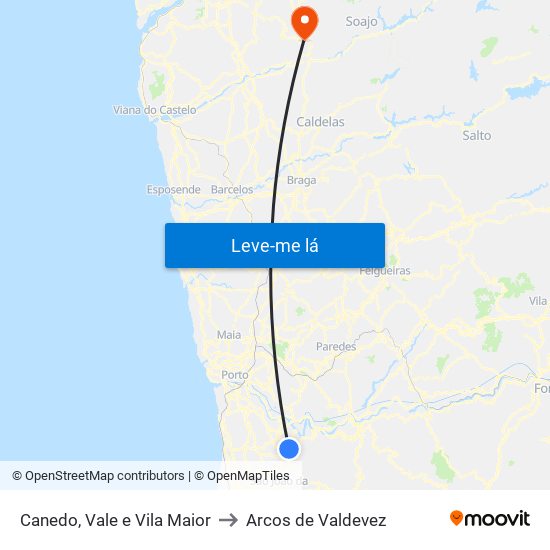 Canedo, Vale e Vila Maior to Arcos de Valdevez map