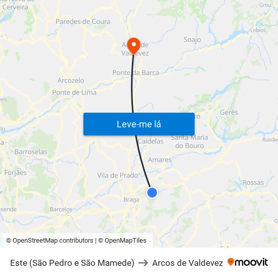 Este (São Pedro e São Mamede) to Arcos de Valdevez map