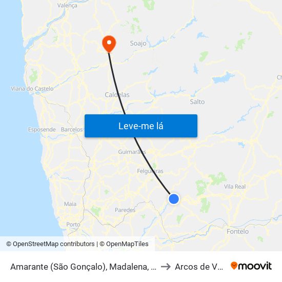 Amarante (São Gonçalo), Madalena, Cepelos e Gatão to Arcos de Valdevez map