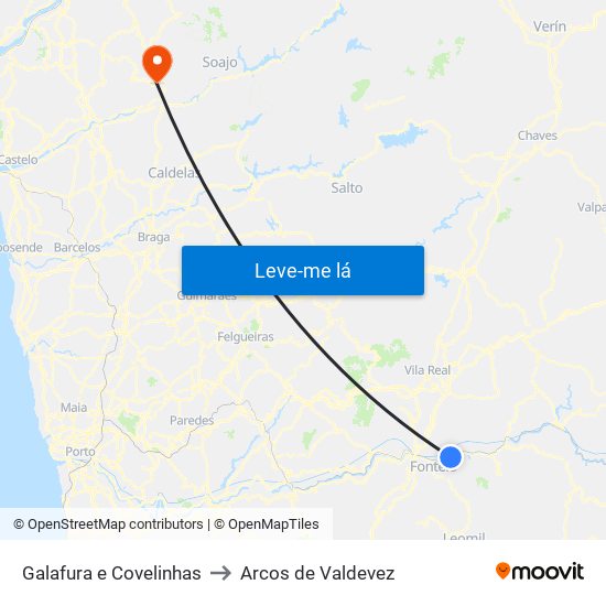 Galafura e Covelinhas to Arcos de Valdevez map