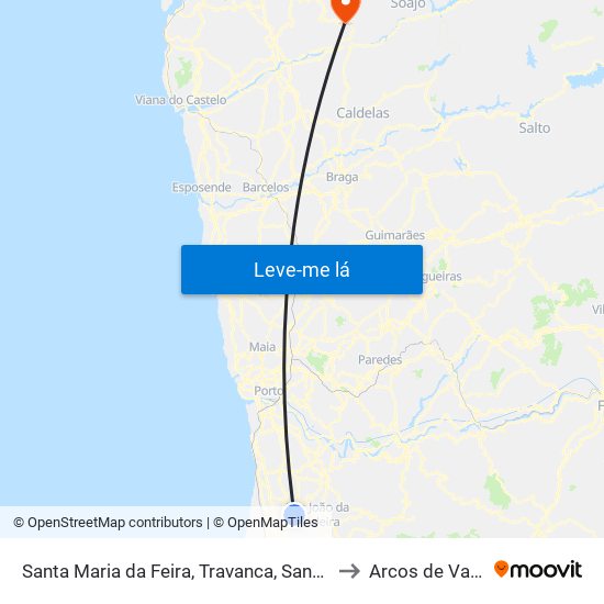 Santa Maria da Feira, Travanca, Sanfins e Espargo to Arcos de Valdevez map