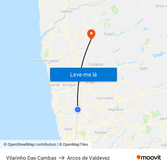 Vilarinho Das Cambas to Arcos de Valdevez map