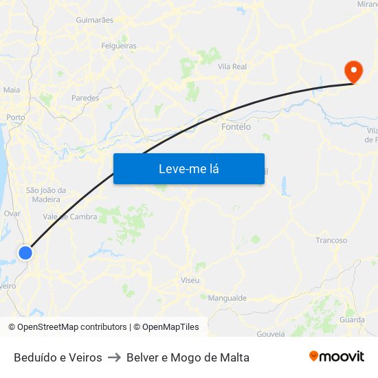 Beduído e Veiros to Belver e Mogo de Malta map