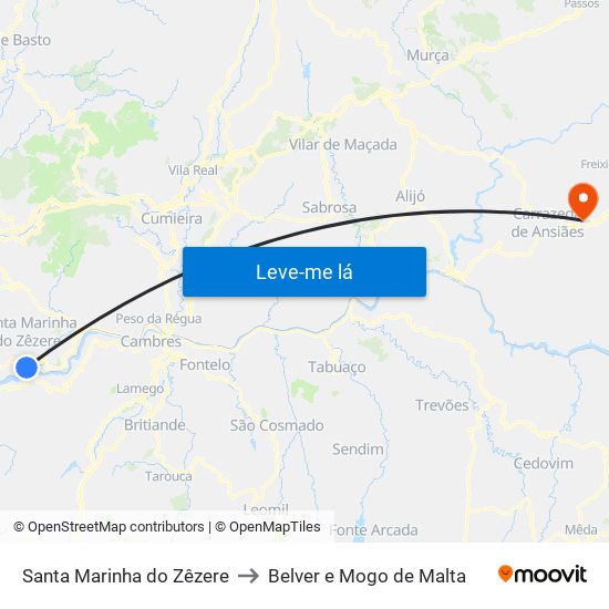 Santa Marinha do Zêzere to Belver e Mogo de Malta map