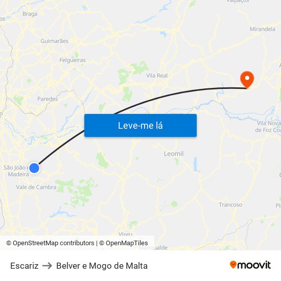 Escariz to Belver e Mogo de Malta map