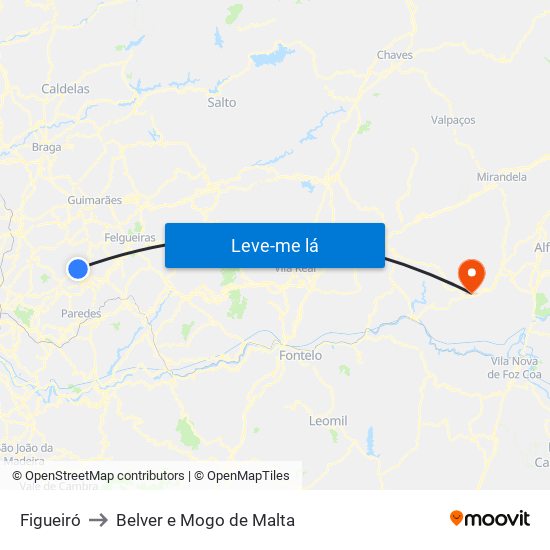 Figueiró to Belver e Mogo de Malta map
