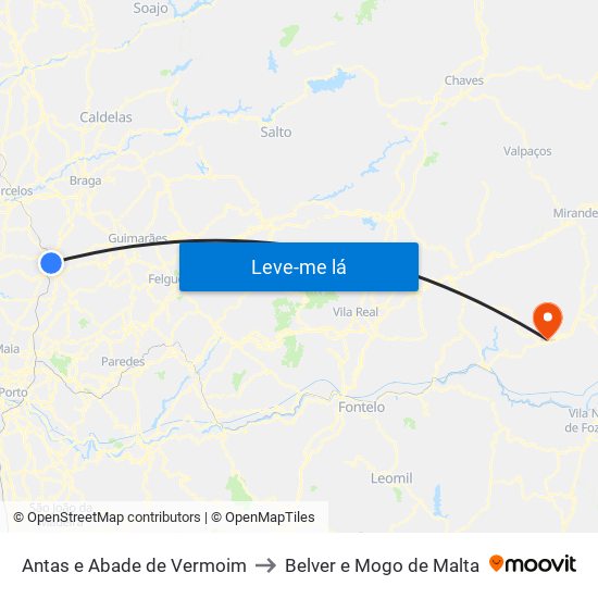 Antas e Abade de Vermoim to Belver e Mogo de Malta map
