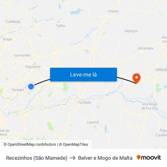 Recezinhos (São Mamede) to Belver e Mogo de Malta map