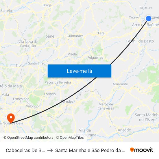 Cabeceiras De Basto to Santa Marinha e São Pedro da Afurada map
