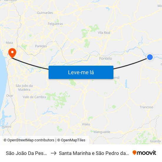 São João Da Pesqueira to Santa Marinha e São Pedro da Afurada map