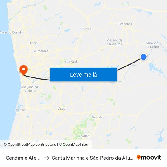 Sendim e Atenor to Santa Marinha e São Pedro da Afurada map