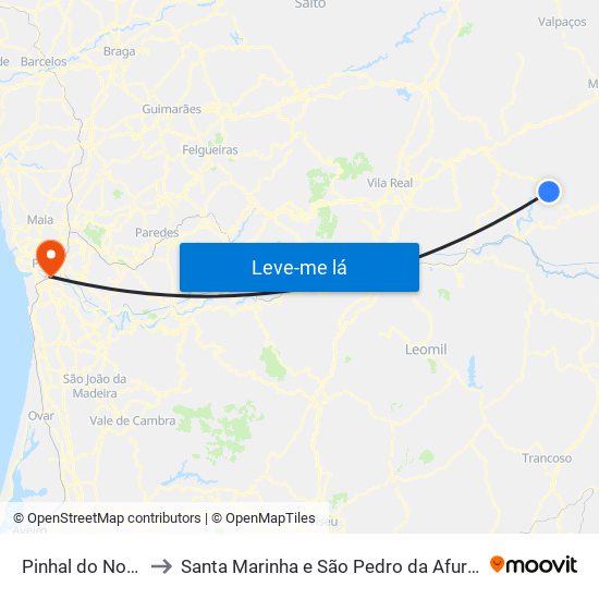 Pinhal do Norte to Santa Marinha e São Pedro da Afurada map