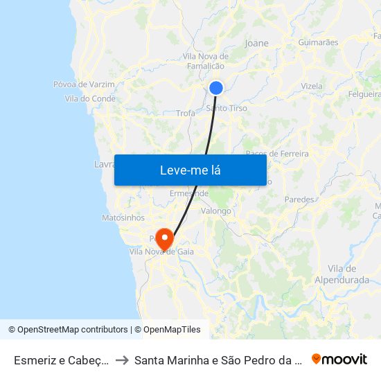 Esmeriz e Cabeçudos to Santa Marinha e São Pedro da Afurada map