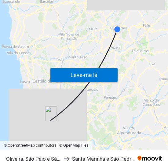 Oliveira, São Paio e São Sebastião to Santa Marinha e São Pedro da Afurada map