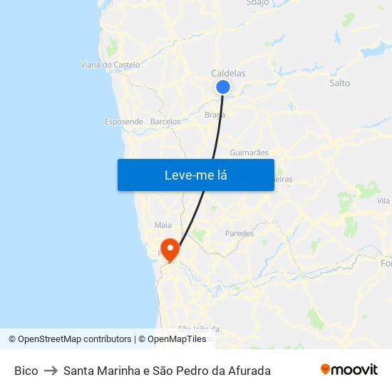 Bico to Santa Marinha e São Pedro da Afurada map