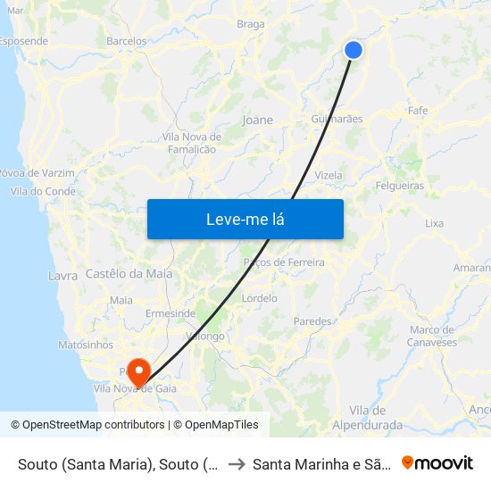 Souto (Santa Maria), Souto (São Salvador) e Gondomar to Santa Marinha e São Pedro da Afurada map