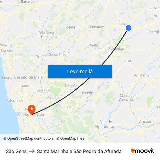 São Gens to Santa Marinha e São Pedro da Afurada map