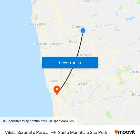 Vilela, Seramil e Paredes Secas to Santa Marinha e São Pedro da Afurada map