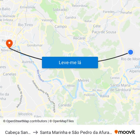 Cabeça Santa to Santa Marinha e São Pedro da Afurada map