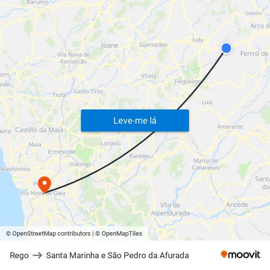 Rego to Santa Marinha e São Pedro da Afurada map