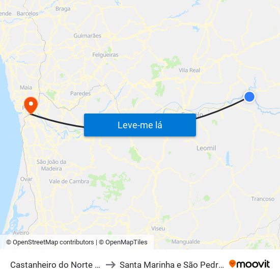 Castanheiro do Norte e Ribalonga to Santa Marinha e São Pedro da Afurada map