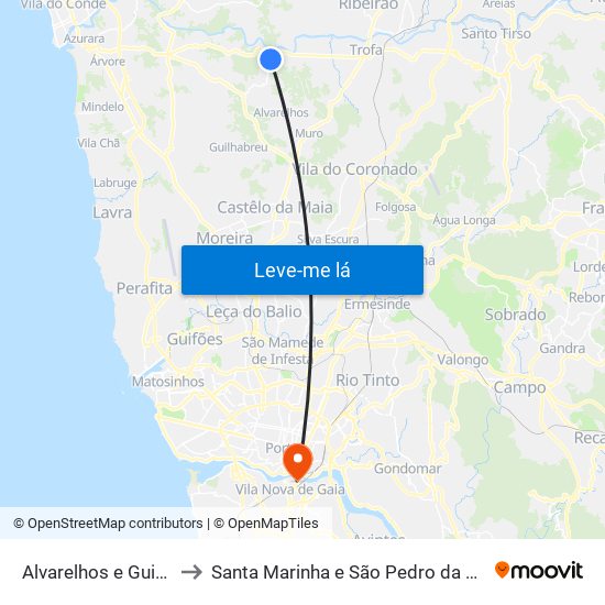 Alvarelhos e Guidões to Santa Marinha e São Pedro da Afurada map