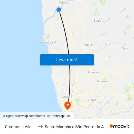 Campos e Vila Meã to Santa Marinha e São Pedro da Afurada map