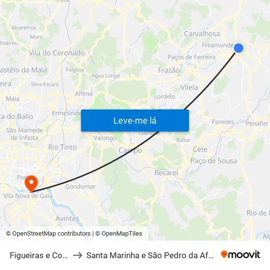 Figueiras e Covas to Santa Marinha e São Pedro da Afurada map