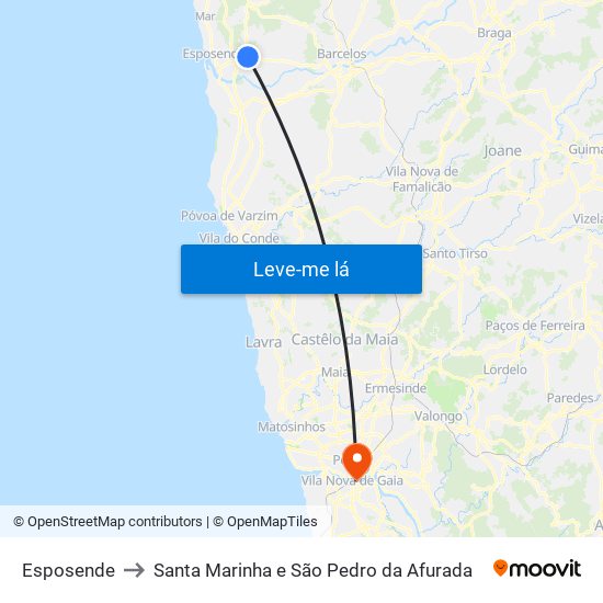 Esposende to Santa Marinha e São Pedro da Afurada map