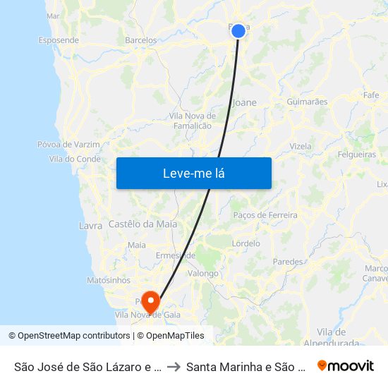 São José de São Lázaro e São João do Souto to Santa Marinha e São Pedro da Afurada map