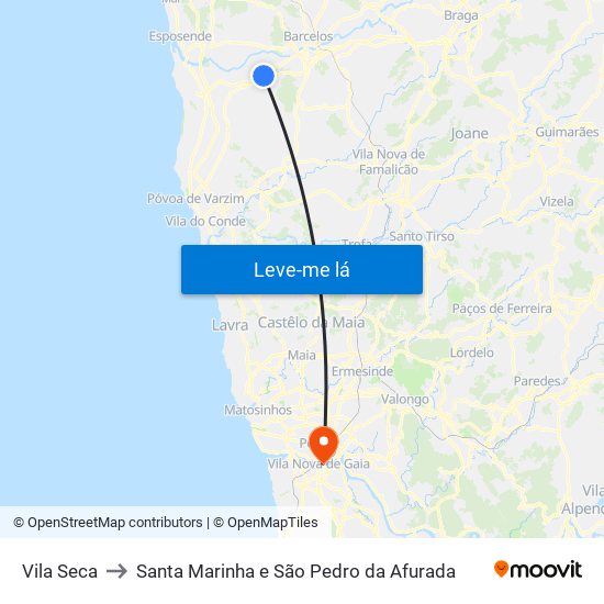 Vila Seca to Santa Marinha e São Pedro da Afurada map