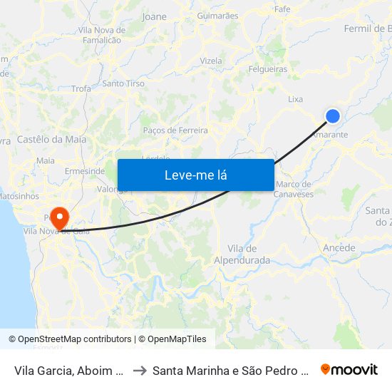 Vila Garcia, Aboim e Chapa to Santa Marinha e São Pedro da Afurada map