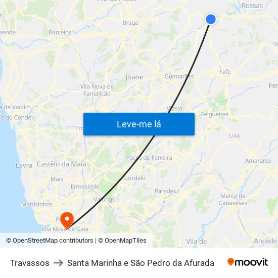Travassos to Santa Marinha e São Pedro da Afurada map