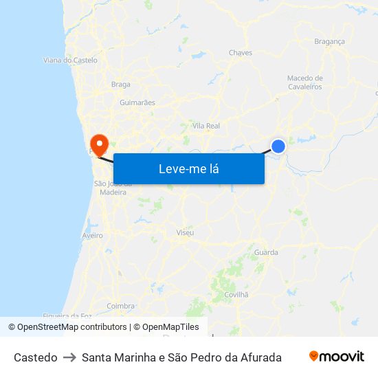 Castedo to Santa Marinha e São Pedro da Afurada map