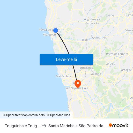 Touguinha e Touguinhó to Santa Marinha e São Pedro da Afurada map