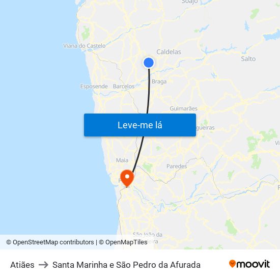 Atiães to Santa Marinha e São Pedro da Afurada map
