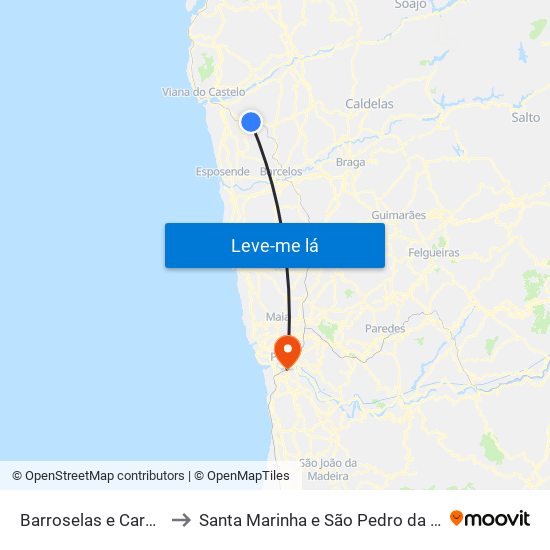 Barroselas e Carvoeiro to Santa Marinha e São Pedro da Afurada map