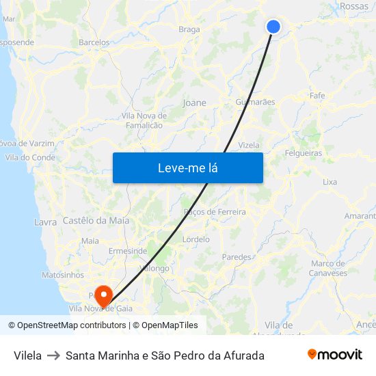 Vilela to Santa Marinha e São Pedro da Afurada map