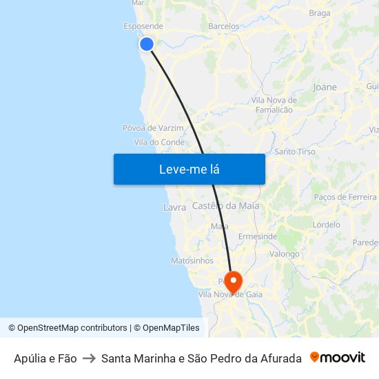 Apúlia e Fão to Santa Marinha e São Pedro da Afurada map