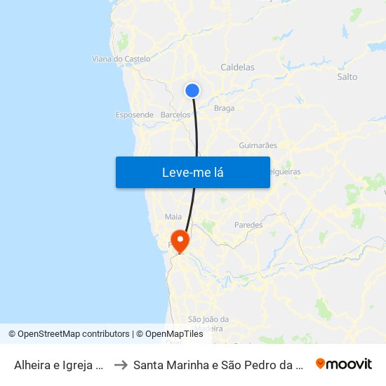 Alheira e Igreja Nova to Santa Marinha e São Pedro da Afurada map