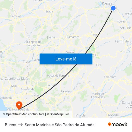 Bucos to Santa Marinha e São Pedro da Afurada map