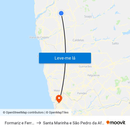 Formariz e Ferreira to Santa Marinha e São Pedro da Afurada map