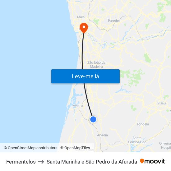 Fermentelos to Santa Marinha e São Pedro da Afurada map