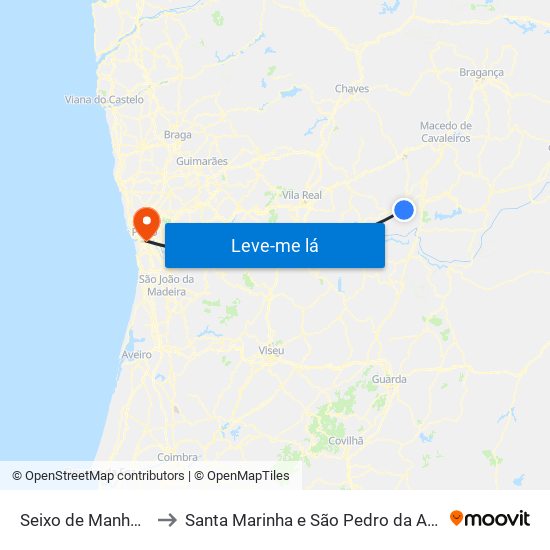 Seixo de Manhoses to Santa Marinha e São Pedro da Afurada map