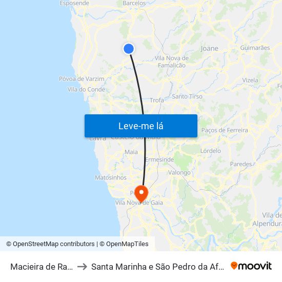 Macieira de Rates to Santa Marinha e São Pedro da Afurada map