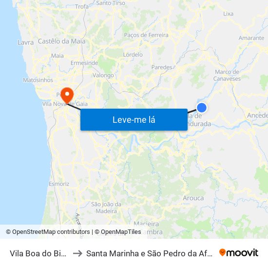 Vila Boa do Bispo to Santa Marinha e São Pedro da Afurada map