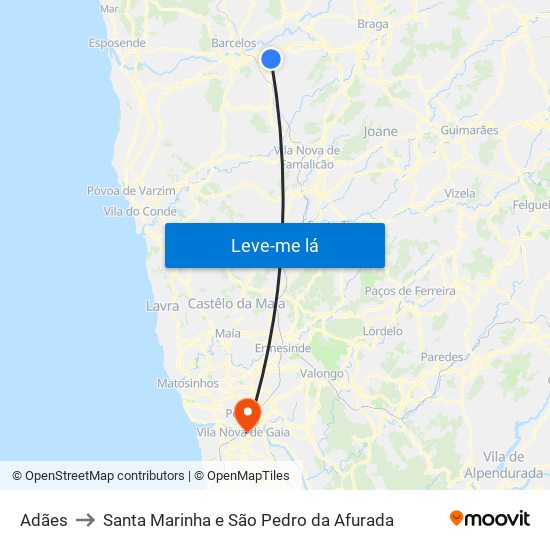 Adães to Santa Marinha e São Pedro da Afurada map