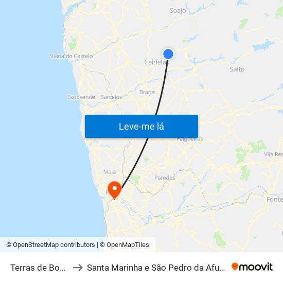 Terras de Bouro to Santa Marinha e São Pedro da Afurada map