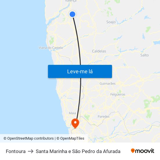 Fontoura to Santa Marinha e São Pedro da Afurada map