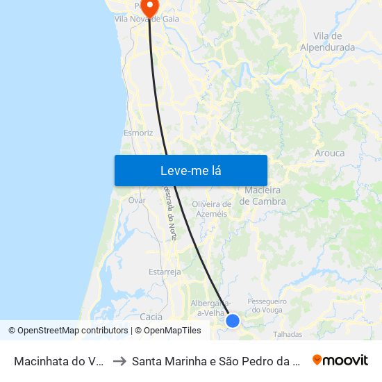 Macinhata do Vouga to Santa Marinha e São Pedro da Afurada map